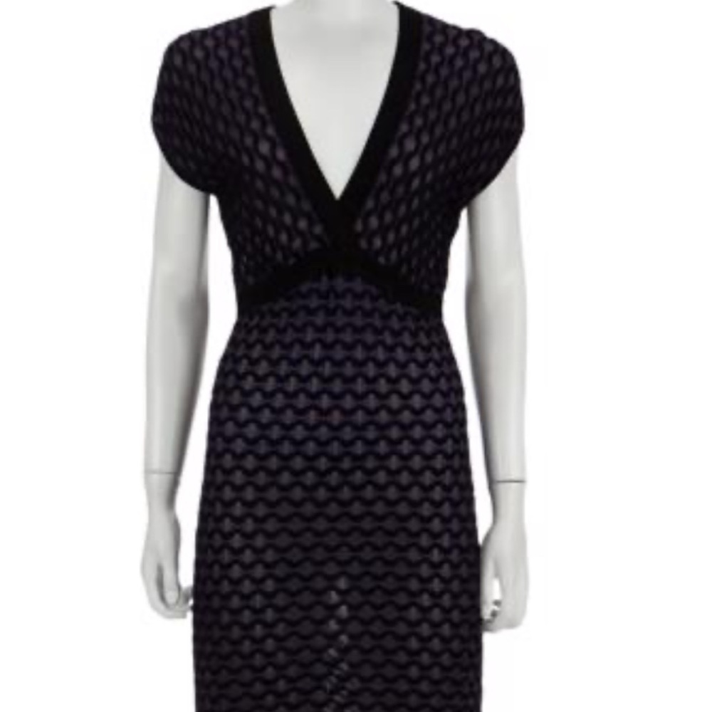 MISSONI Textured Knit V-neck Vintage Dress